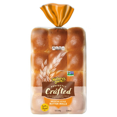 Natures Own Perfectly Crafted Brioche Style Butter Rolls Non-GMO Dinner Rolls 12 Count - 12 Oz