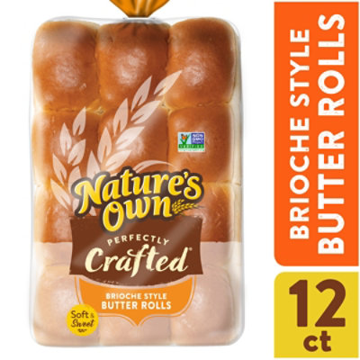 Natures Own Perfectly Crafted Brioche Style Butter Rolls Non-GMO Dinner Rolls 12 Count - 12 Oz - Image 3