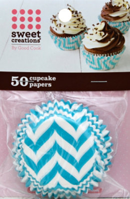 GoodCook Sweet Creations Cupcake Paper Reg Blue Chevron - 50 Count - Image 2