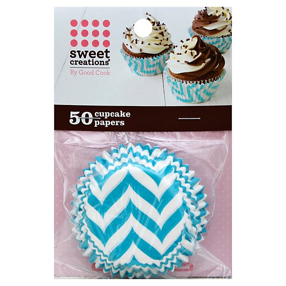 GoodCook Sweet Creations Cupcake Paper Reg Blue Chevron - 50 Count