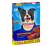 Kibbles N Bits Dog Food Bacon & Steak Flavor Crunchy Bits Bag - 17.6 Lb