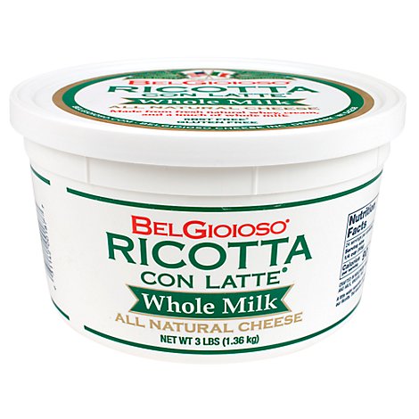 BelGioioso Fresh Whole Milk Ricotta Cheese Cup - 3 Lb