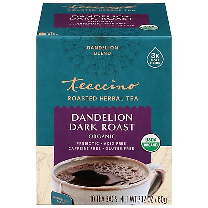 Teeccino Herbal Tea Chicory Organic Gluten Free Dandelion Dark Roast Box - 10 Count - Image 3