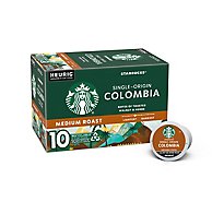 Starbucks Colombia 100% Arabica Medium Roast K Cup Coffee Pods Box 10 Count - Each