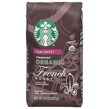 Starbucks Organic French Roast 100% Arabica Dark Roast Ground Coffee Bag - 10 Oz - Image 1