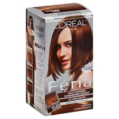 LOreal Feria Haircolor Permanent Medium Golden Brown 58 - Each - Pavilions