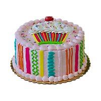 Bakery Cake Yellow Decorated Butter Cream Iced 8 Inch2 Layer - Image 1