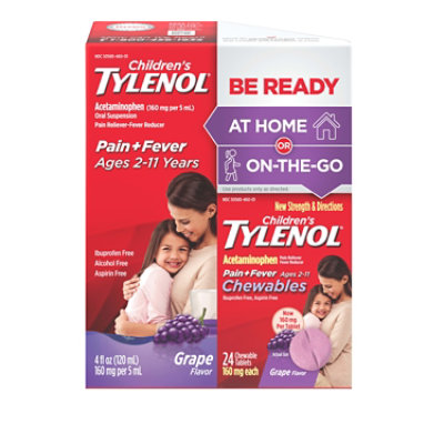 Tylenol Childs Grape Liquid W 24ct Chewables - 4 Fl. Oz. - Image 1