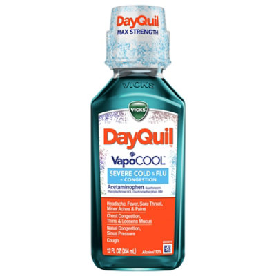 Vicks DayQuil Severe + VapoCool Cold & Flu Relief Liquid - 12 Fl. Oz. - Image 1