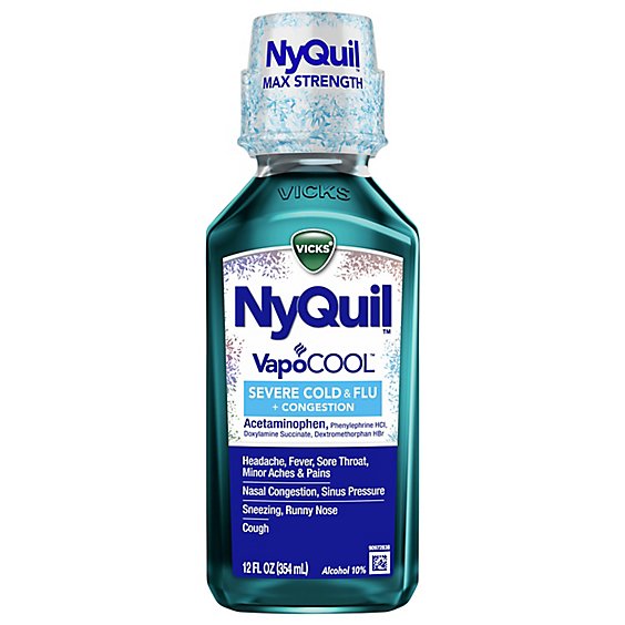 NyQuil Severe Plus With Vicks VapoCOOL Nighttime Cough Cold & Flu Relief Liquid - 12 Fl. Oz.
