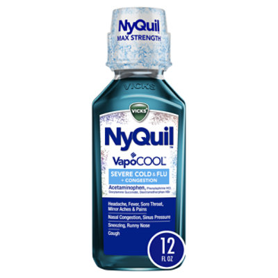 NyQuil Severe Plus With Vicks VapoCOOL Nighttime Cough Cold & Flu Relief Liquid - 12 Fl. Oz. - Image 1