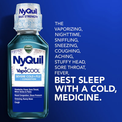 NyQuil Severe Plus With Vicks VapoCOOL Nighttime Cough Cold & Flu Relief Liquid - 12 Fl. Oz. - Image 3