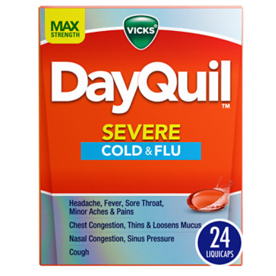 Vicks DayQuil Medicine For Severe Cold & Flu Relief Liquicaps Non Drowsy - 24 Count - Image 1