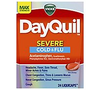 Vicks DayQuil Medicine For Severe Cold & Flu Relief Liquicaps Non Drowsy - 24 Count