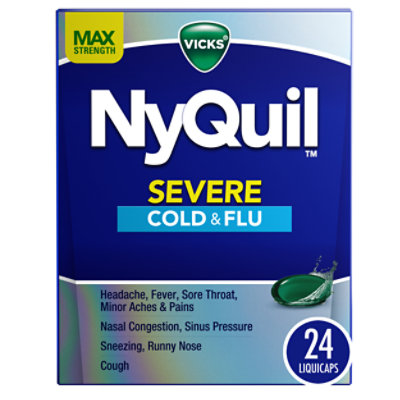 Vicks NyQuil Medicine Severe Cold & Flu Relief Nighttime Liquicaps - 24 Count - Image 1