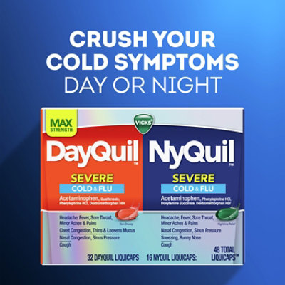 Vicks NyQuil Medicine Severe Cold & Flu Relief Nighttime Liquicaps - 24 Count - Image 5