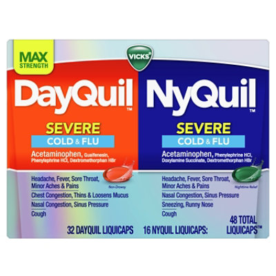 Vicks DayQuil NyQuil Severe Cold Flu And Congestion Medicine Liquicaps - 48 Count - Image 8