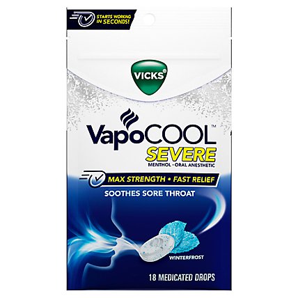 Vicks VapoCool Winterfrost Maximum-Strength Relief Severe Medicated Drops - 18 Count - Image 2
