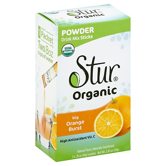 Stur Organic Drink Mix Sticks Powder Big Orange Burst Box - 7-0.35 Oz -  Randalls