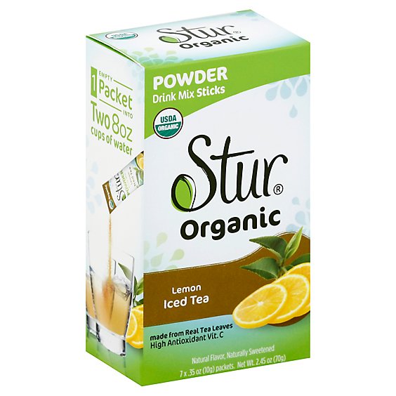 Stur Organic Drink Mix Sticks Powder Lemon Iced Tea Box - 7-0.35 Oz