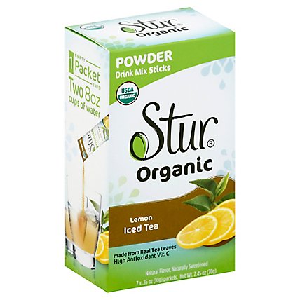 Stur Organic Drink Mix Sticks Powder Lemon Iced Tea Box - 7-0.35 Oz - Image 1
