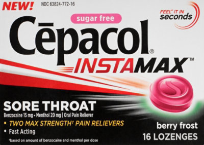 Cepacol InstaMax Lozenges For Sore Throat & Cough Drop Sugar Free