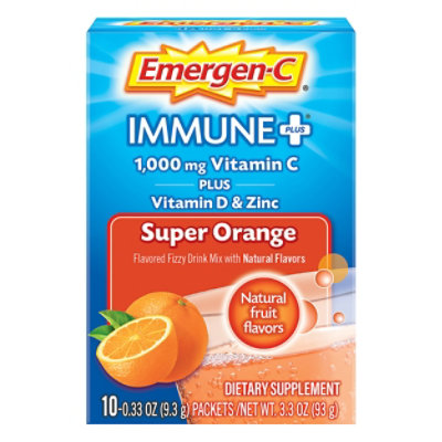 Emergen-C Immune Plus with Vitamin D Super Orange - 10-0.33Oz