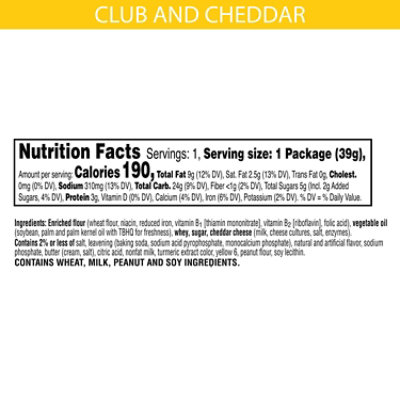 Keebler Sandwich Crackers Single Serve Snack Crackers Club and Cheddar - 1.38 Oz - Image 4