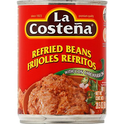 La Costena Beans Refried with Con Chicharron Can - 20.5 Oz - Image 2