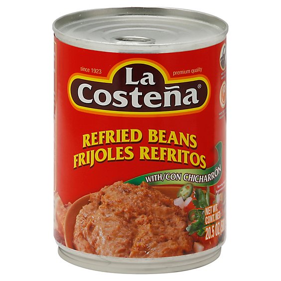 La Costena Beans Refried with Con Chicharron Can - 20.5 Oz
