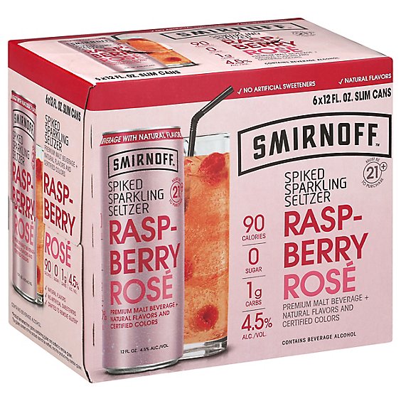 Smirnoff Spike Seltzer Raspberry Rose In Cans - 6-12 Fl. Oz.