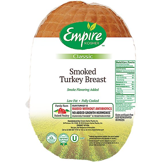 Deli Kosher Empire Smoked Turkey Breast - 0.50 Lb