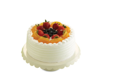 Bakery Cake 8 Inch 2 Layer Decorated With Fruit - Image 1