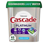 Cascade Platinum Dishwasher Pods ActionPacs Dishwasher Detergent Tabs Fresh Scent - 62 Count