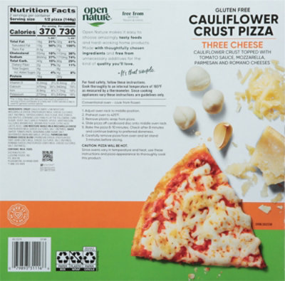 Open Nature Pizza Cauliflower Crust Three Cheese Gluten Free Frozen - 11.3 Oz - Image 6