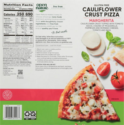 Open Nature Pizza Cauliflower Crust Margherita Gluten Free Frozen - 10.2 Oz - Image 6