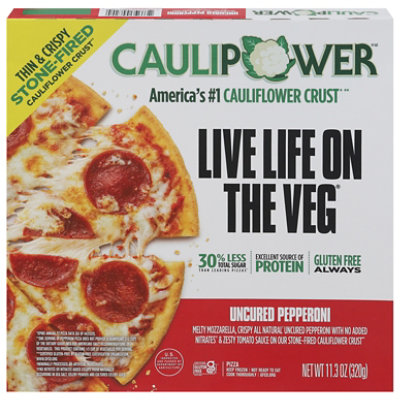 caulipower pizza frozen pepperoni uncured oz
