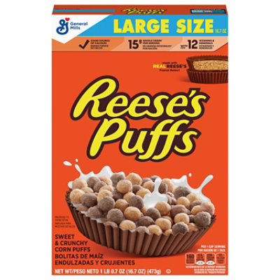 General Mills Corn Puffs Reeses Large Size - 16.7 Oz