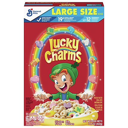General Mills Lucky Charms Cereal Oat Frosted Toasted With Marshmallows Large Size - 14.9 Oz - Image 2