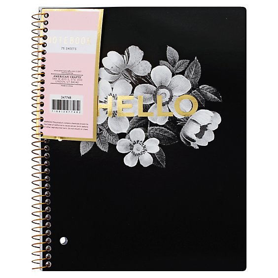 American Crafts Black White Floral Notebook - Each