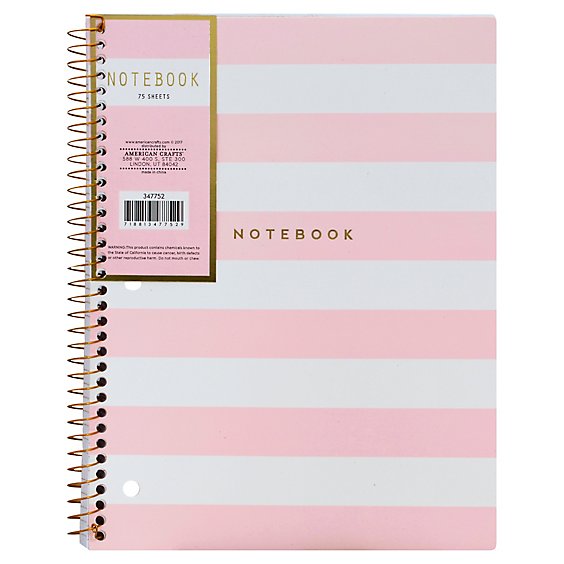 American Crafts Pink Stripes Notebook - Each
