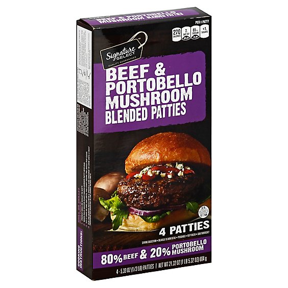 Signature Select Beef Patties Portobello Mushrooms - 22 Oz