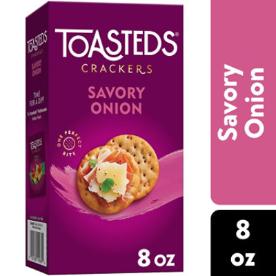 Toasteds Crackers Savory Onion Party Snacks - 8 Oz - Image 1