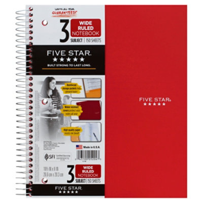 Mead Five Star 3 Notebook Subject - Each