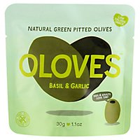 Oloves Olives Green Pitted with Basil & Garlic Tasty Mediterranean Pouch - 1.1 Oz - Image 3