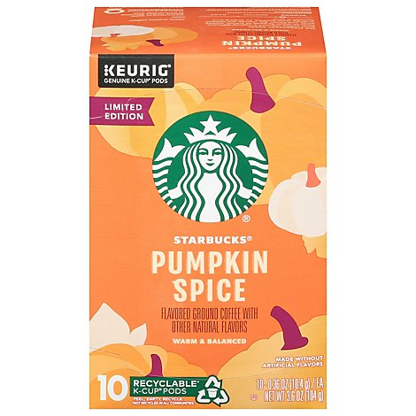 Starbucks Coffee K-Cup Pods Flavored Pumpkin Spice Limited Edition Box - 10 Count