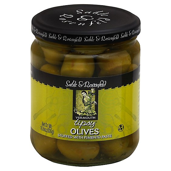 Sable & Rosenfeld Tipsy Olives Vermouth Stuffed with Pimento Paste Jar - 10.6 Oz