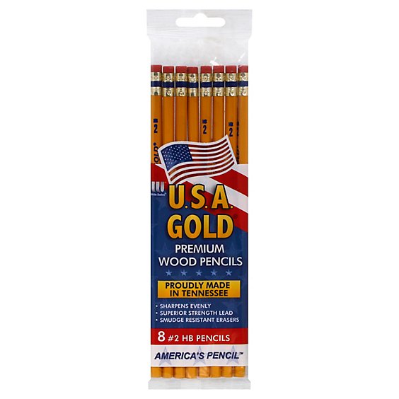 Mattel Usa Gold Pencil Polybag - 8 Count
