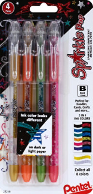 Pentel Sparkle Pop Gel Pens Metallic Sparkling Iridescent Bold 1mm - 4 Count - Image 2