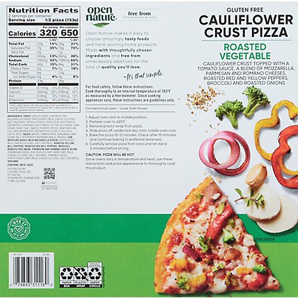 Open Nature Pizza Cauliflower Crust Vegetable Gluten Free Frozen - 10.8 Oz - Image 3